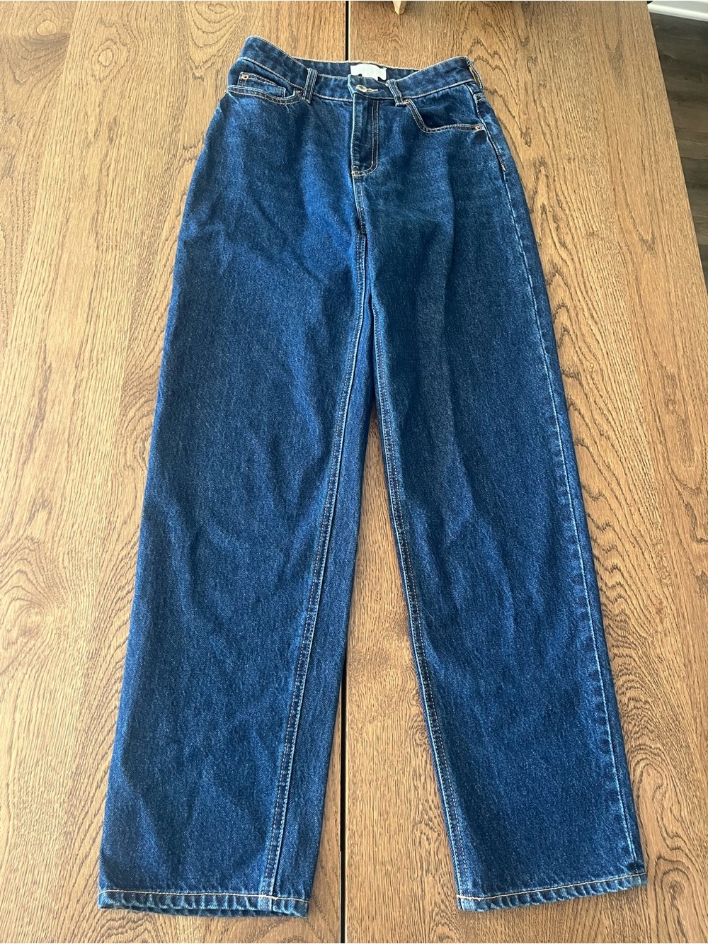 H&M Women's Dark Wash High-Rise Straight Leg Jeans